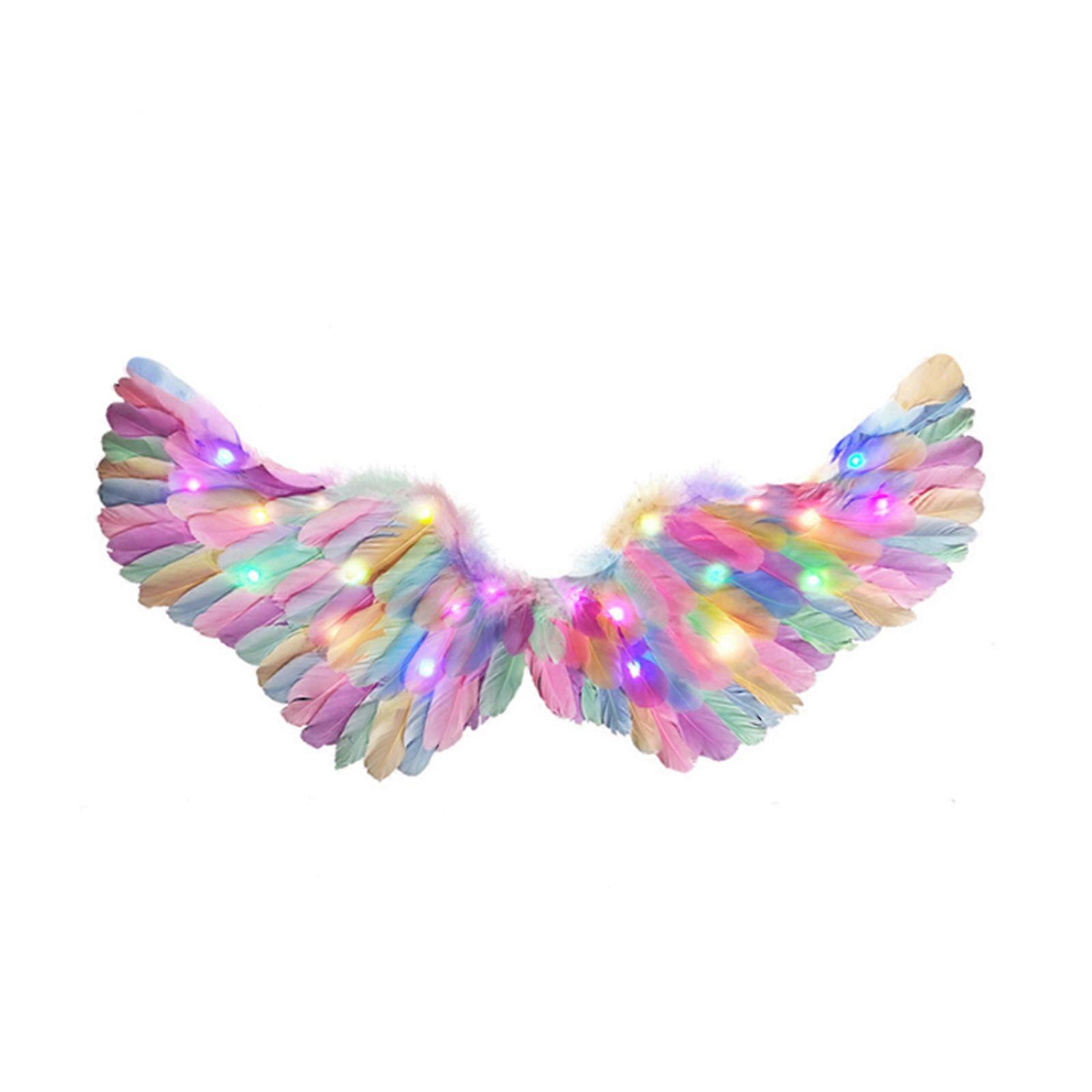 Rainbow Feather Wings Elastyczne paski na ramiona Świecący anioł Girl Stage Wing Prezent