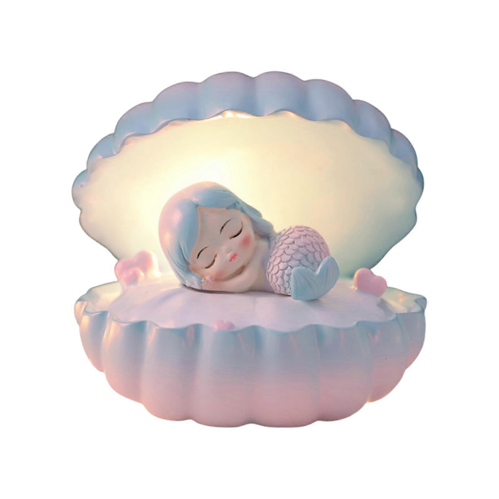 Cute LED Night Light Bedside Night Lamp Tabletop Lamps Decorative Shell Mermaid