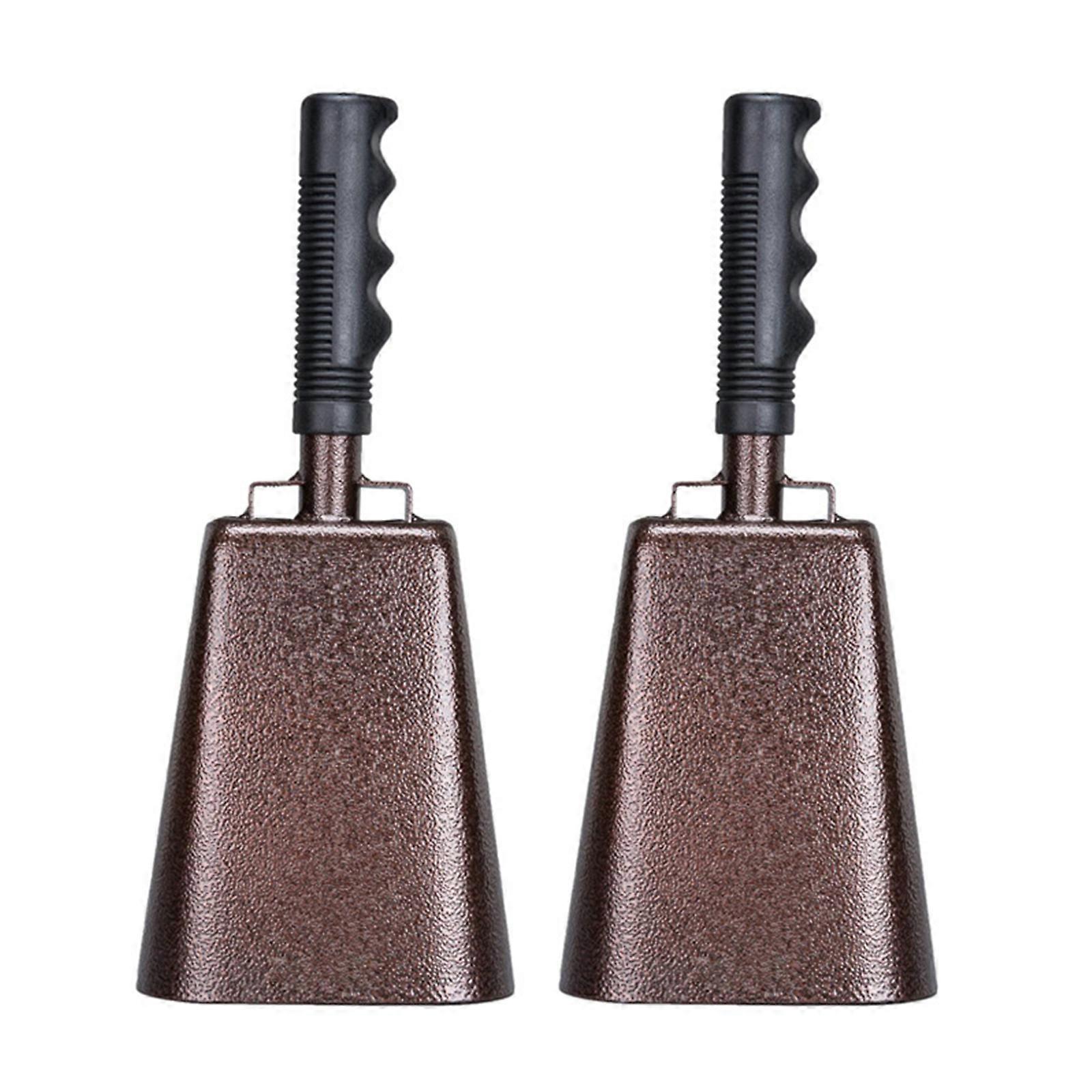 2 Pack Cow Bells Noise Makers with Handle for Sporting Events, White, 4 x 9.5 In
