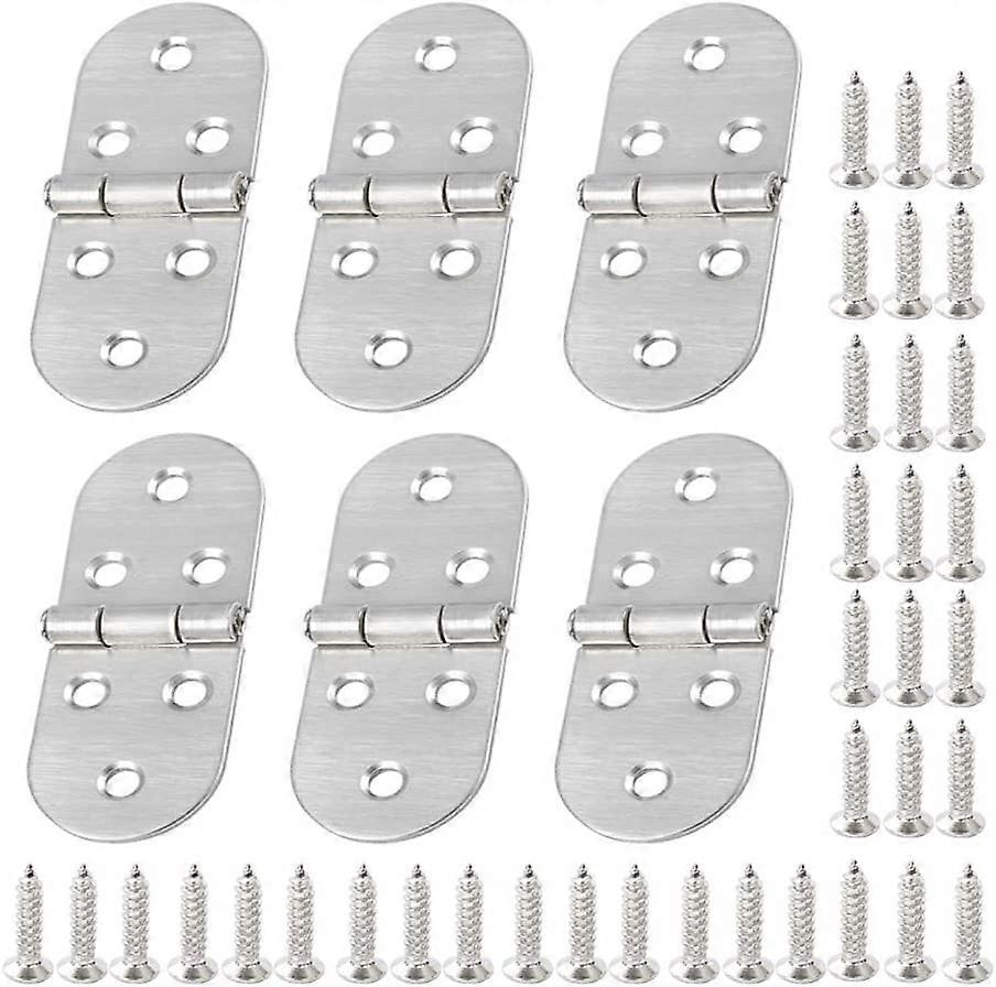 New product,Flat Hinge 6 Pieces Stainless Steel Folding Table Hinges Rounded Edge Invisible Hinge Folding Table
