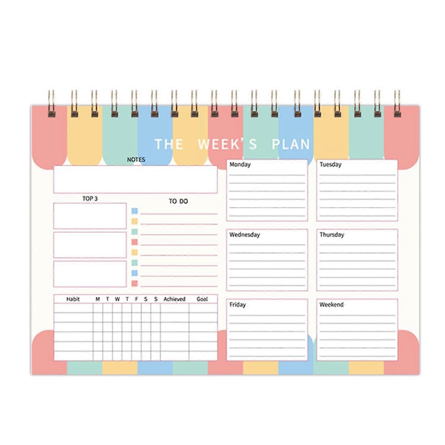 Weekly Planner Notepad with 52 Undated Sheets Spiral Binding Weekly ...