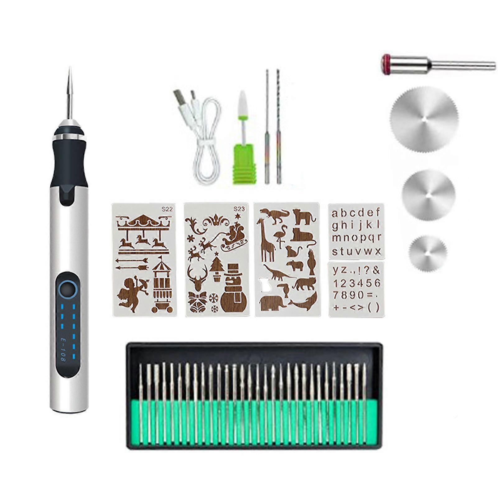 Electric Engraving Pen with 3 Speed, Rechargeable Cordless Carving Pen Kit, for Metal Wood Jewelry Carving