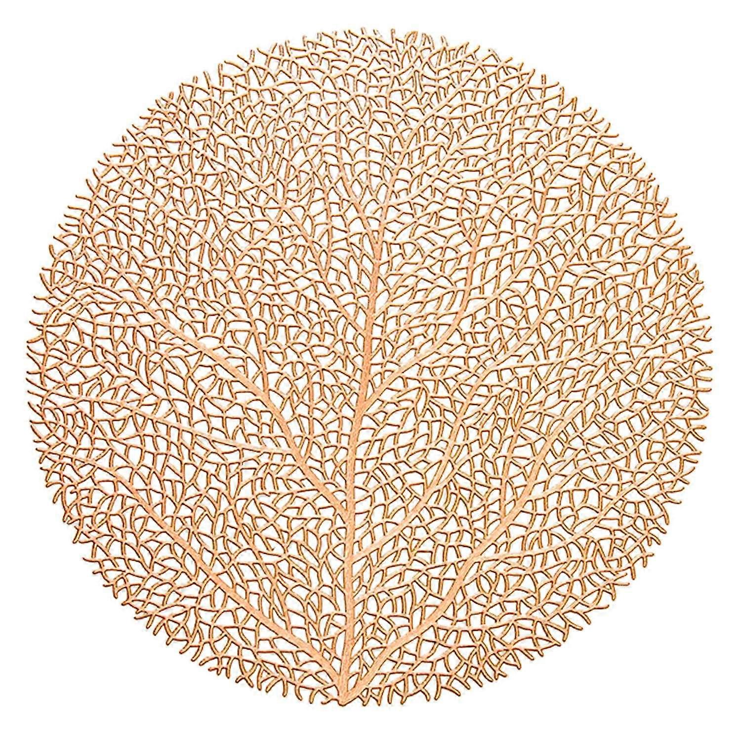 Round Table Mat Dinner Table Non-Slip Wipeable Coral Tree Pattern Placemat Heat Resistant Hollow