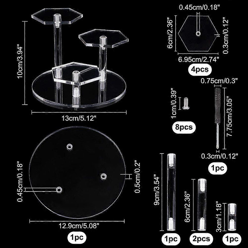 PH Acrylic Display Stand 3-Tier Display Risers Display Shelves Tiered Perfume Organizer Conutertop Desktop Holder Clear Cupcake Stand for Figures Dess