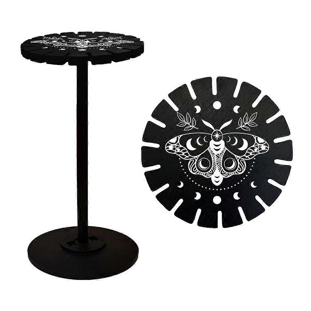 Wooden Wheel Wooden Display Shelf Black Holder Stand Rustic Divination Pendulum Storage Rack Witch Stuff Insect Pattern Wheel: 120x8mm 2pcs Studdle: 2