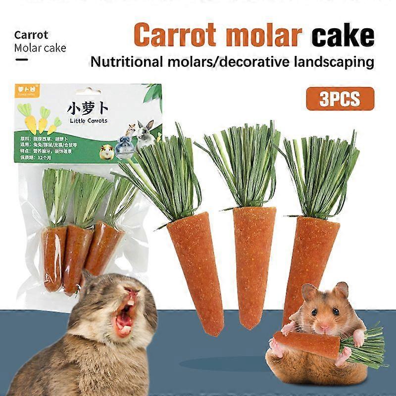 3Pcs Small Animal Chew Carrots Natural Nutritious Carrot Nutritious Molar Toys