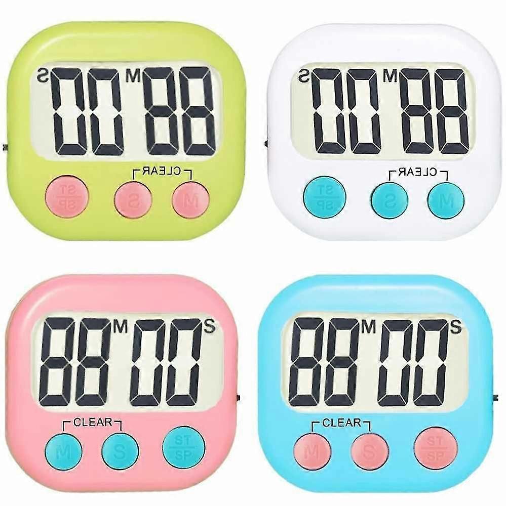 4 Pa Digital Kitchen Timer Strong Magnetic Electronic Countdown And Count Up, Loud Alarm Small Size,3545
