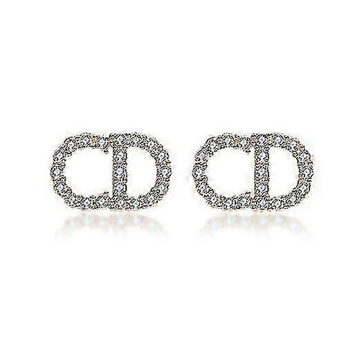 レター女性ダングラーイヤリングパーティーSliverガールS925ギフトジュエリーイヤースタッド-割引
