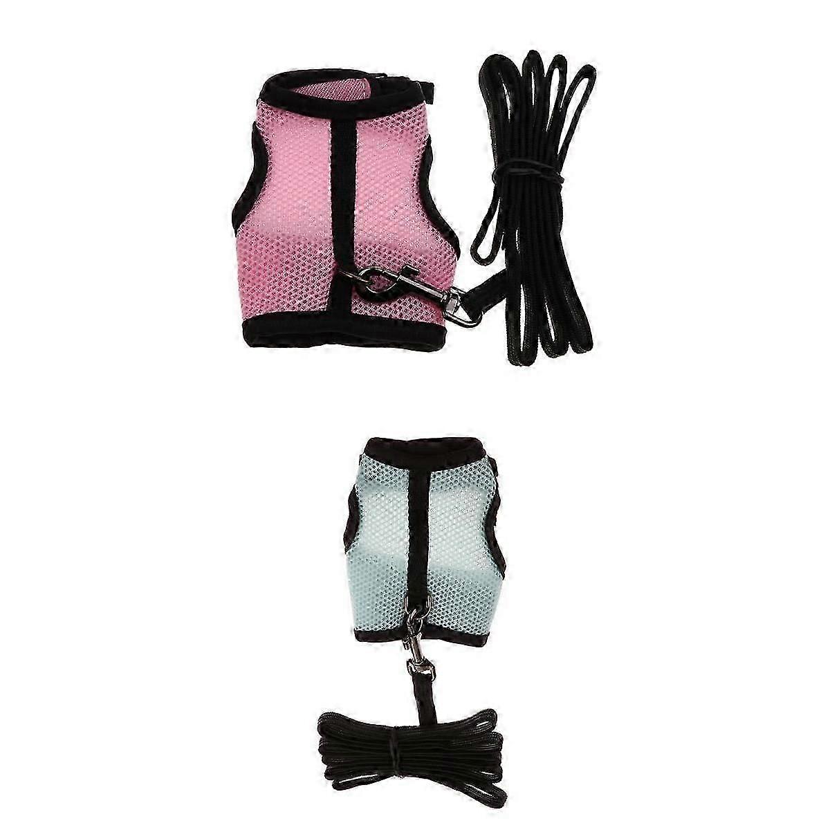 2Pcs Hamster Rabbit Guinea Pig Rat Ferret Breathable Mesh Harness Leash S