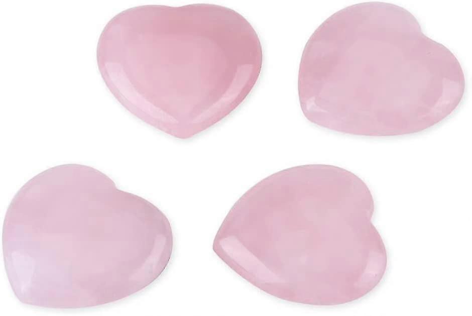 4pcs Rose Quartz Carved Heart Shaped Pink Healing Stone Semi Precious