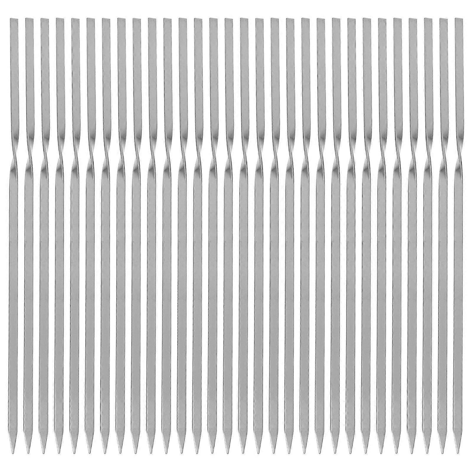 1 Set 30 Pcs Stainless Steel Skewers Reusable Barbecue Skewer (Silver)