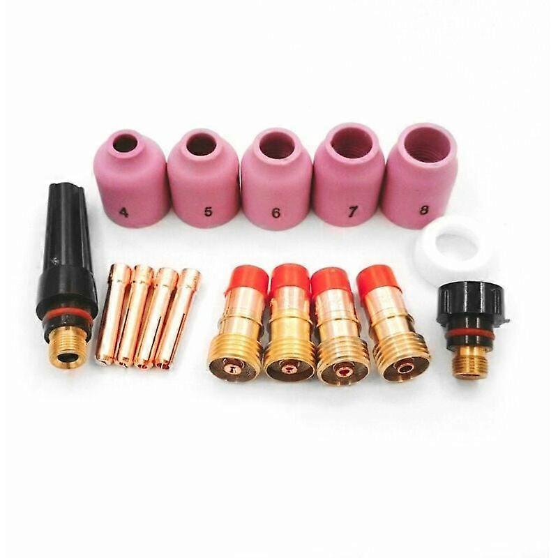 16pcs TIG Welding Torch Nozzle Rings Cover TIG Welding Torch Stubby Gas Lens Kit Suitable for WP17/18/26