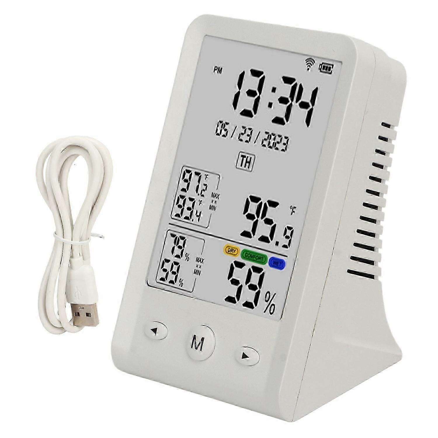 Temperature Humidity Monitor WIFI Date Time LCD Display Quick Response Thermometer Hygrometer