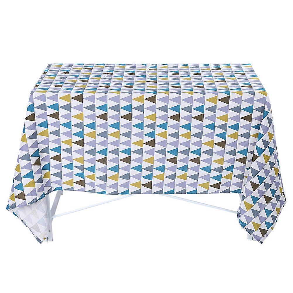 Cotton Linen Triangle Pattern Tablecloth Home Dinning Table Cover Decor (140*140)
