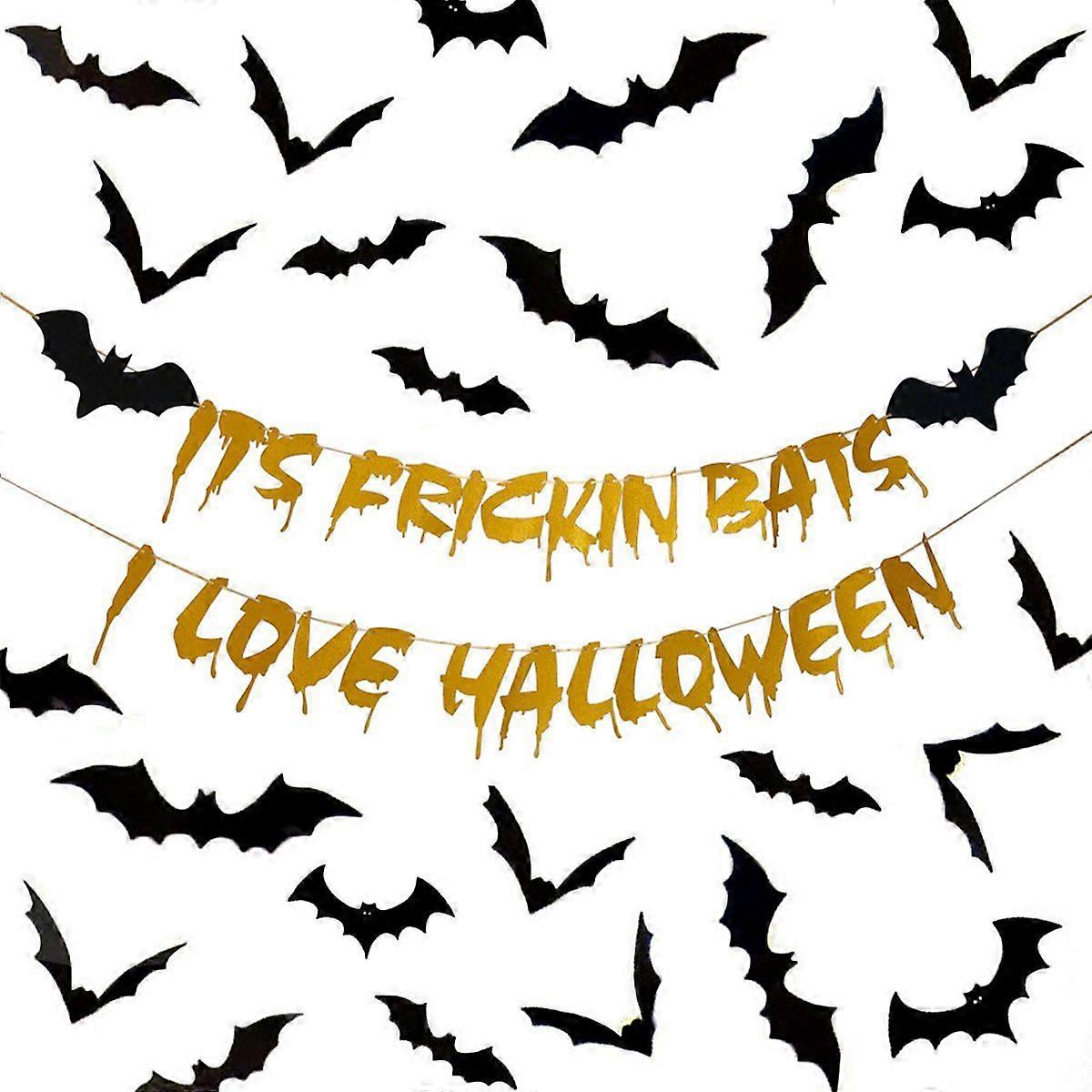 حزمة من 26 زينة هالوين ، مجموعة ملصقات الخفافيش الأبجدية اللامعة ، لافتة زخرفة حفلات مول