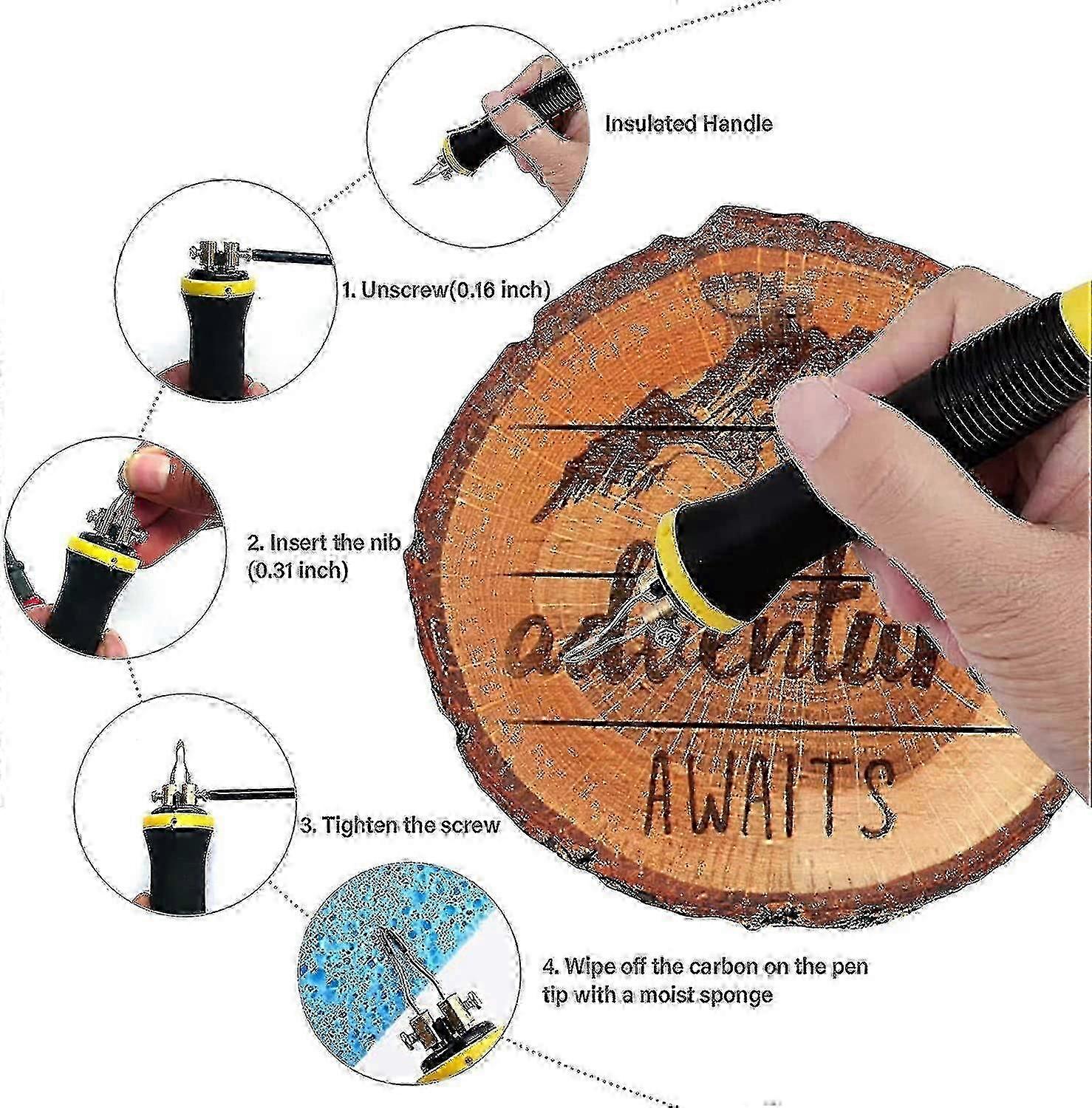 Pyrography Wood Burning Kit Wood Burner Tool,60w Dual Pen Upgraded ...