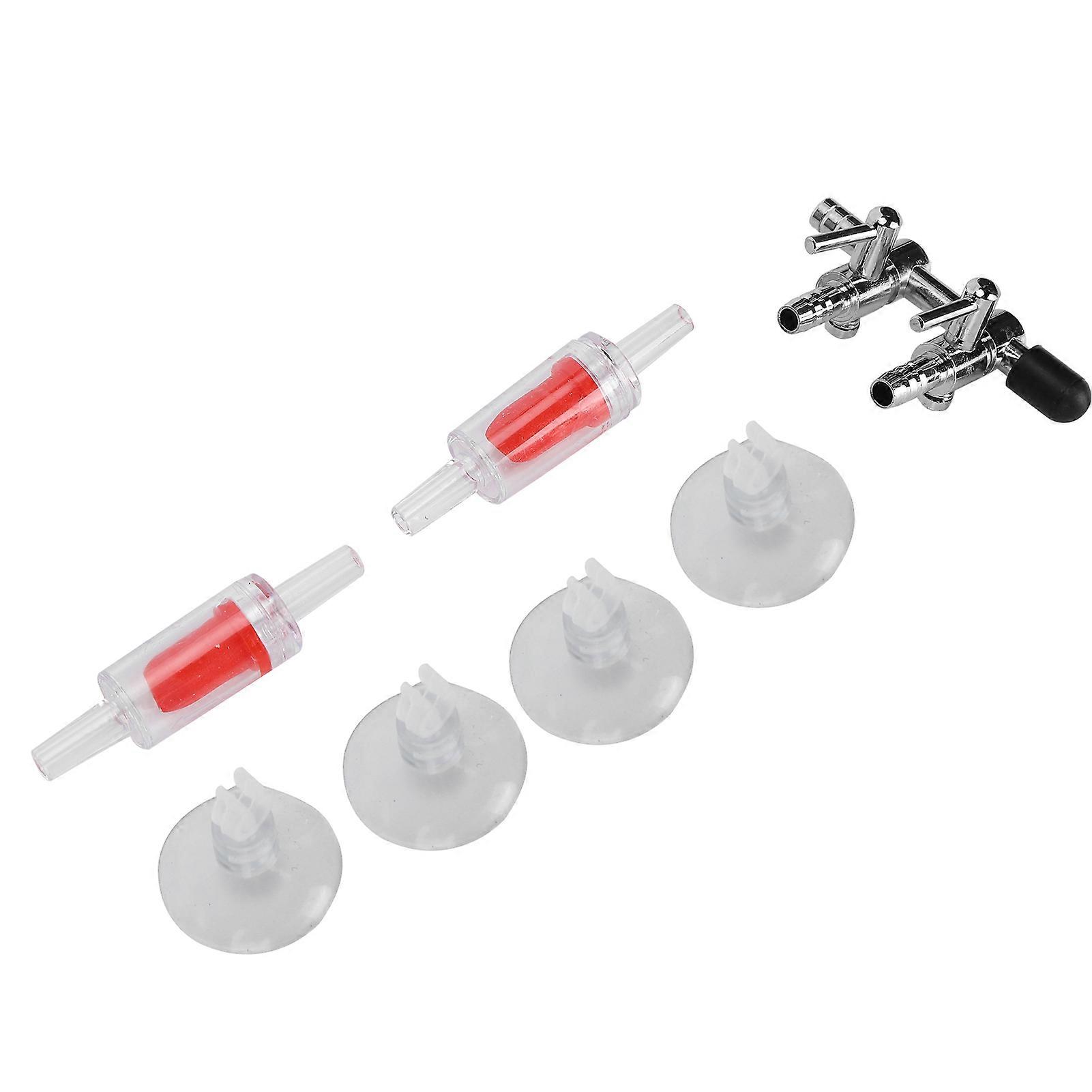 Aquarium Check Valve Set with Suction Cups, 2-Way Stainless Steel Oxygen Tube for Fish Tanks, Durable Aquarium Accessories