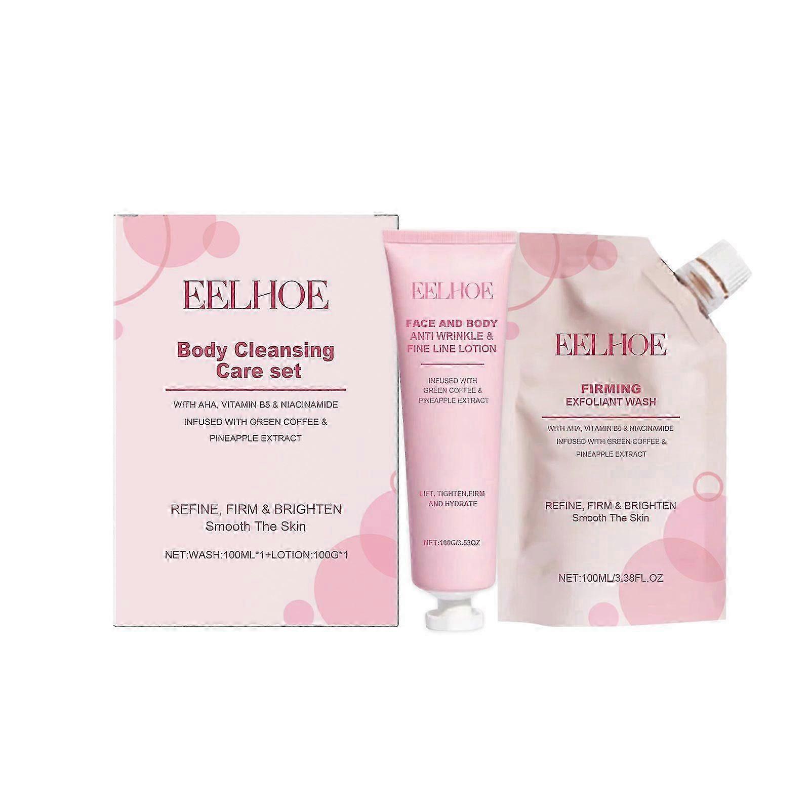 Body Cleansing Care Set, Face and Body Anti-wrinke Cream Firming Exfoliant Wash Set - Smooth, Refine, Firm & Brighten Skin