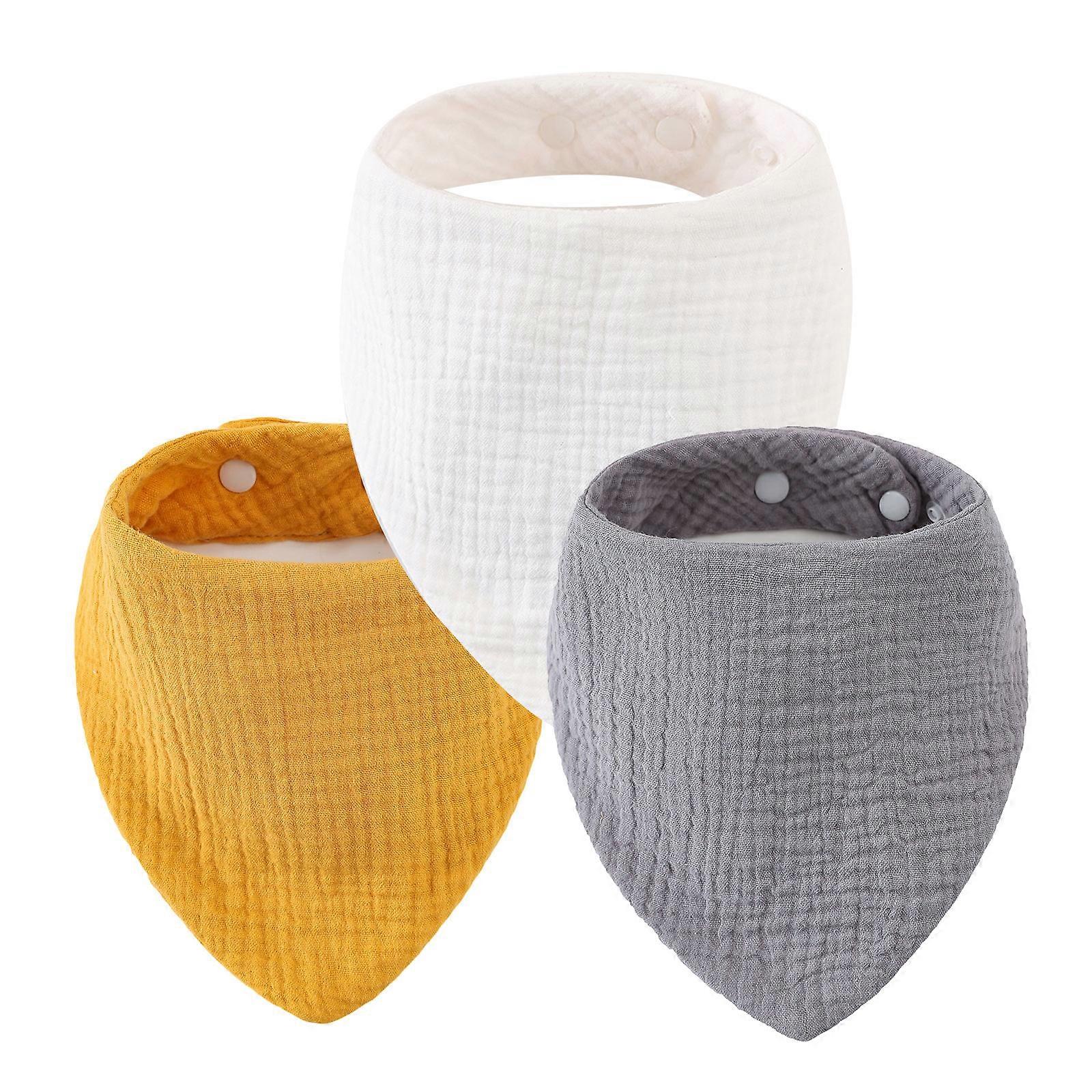 3-pack haklappar med 3-lagers färgglad babybandana, dregelhaklappar i bomull för unisex pojkar och flickor, enfärgade, set för tandsprickning