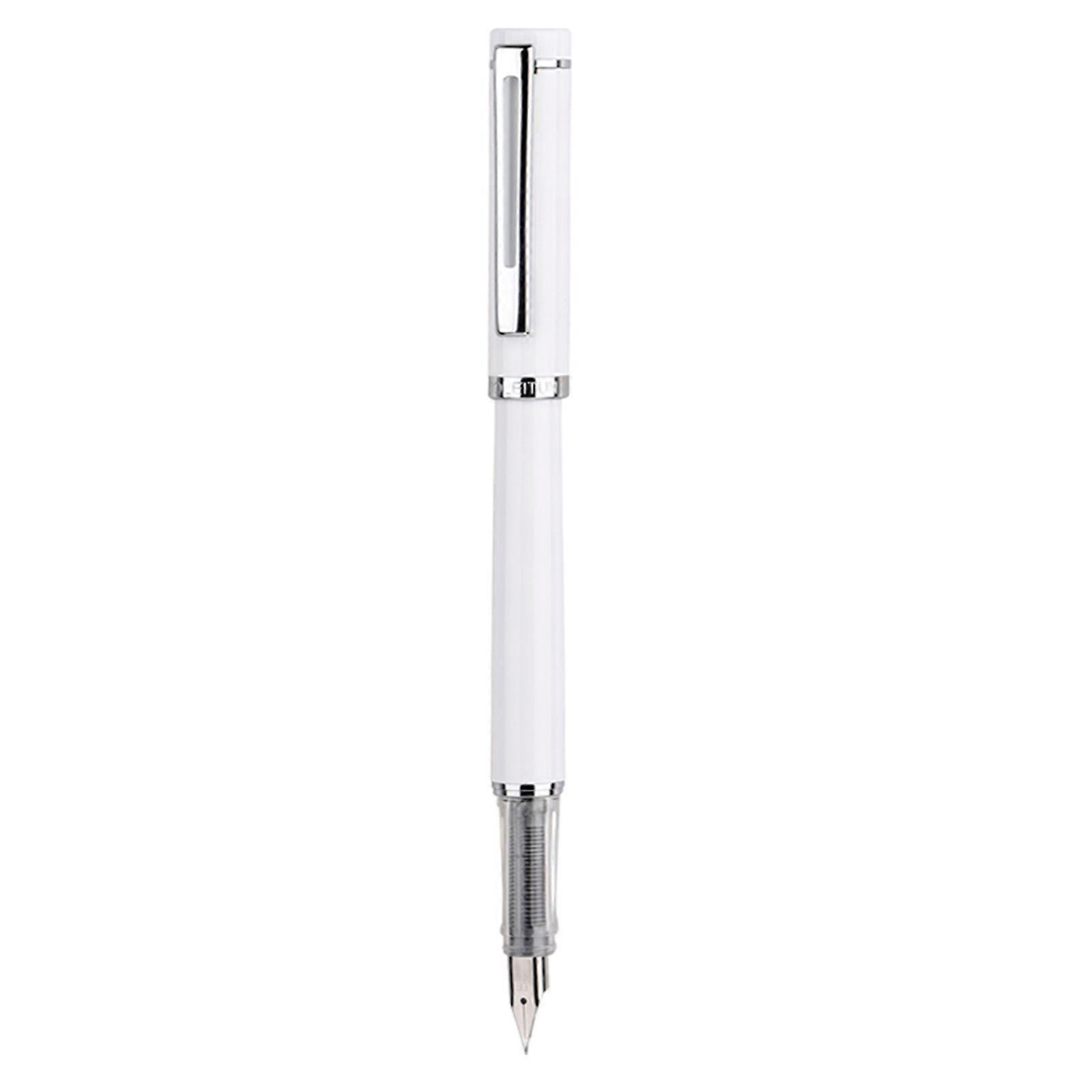 Piston-Filled Fountain Pen Kit with Organizer for Case F Nib Beginner Calligraphy Ink Pen for Kid Adult Writing Drawing Pearl White