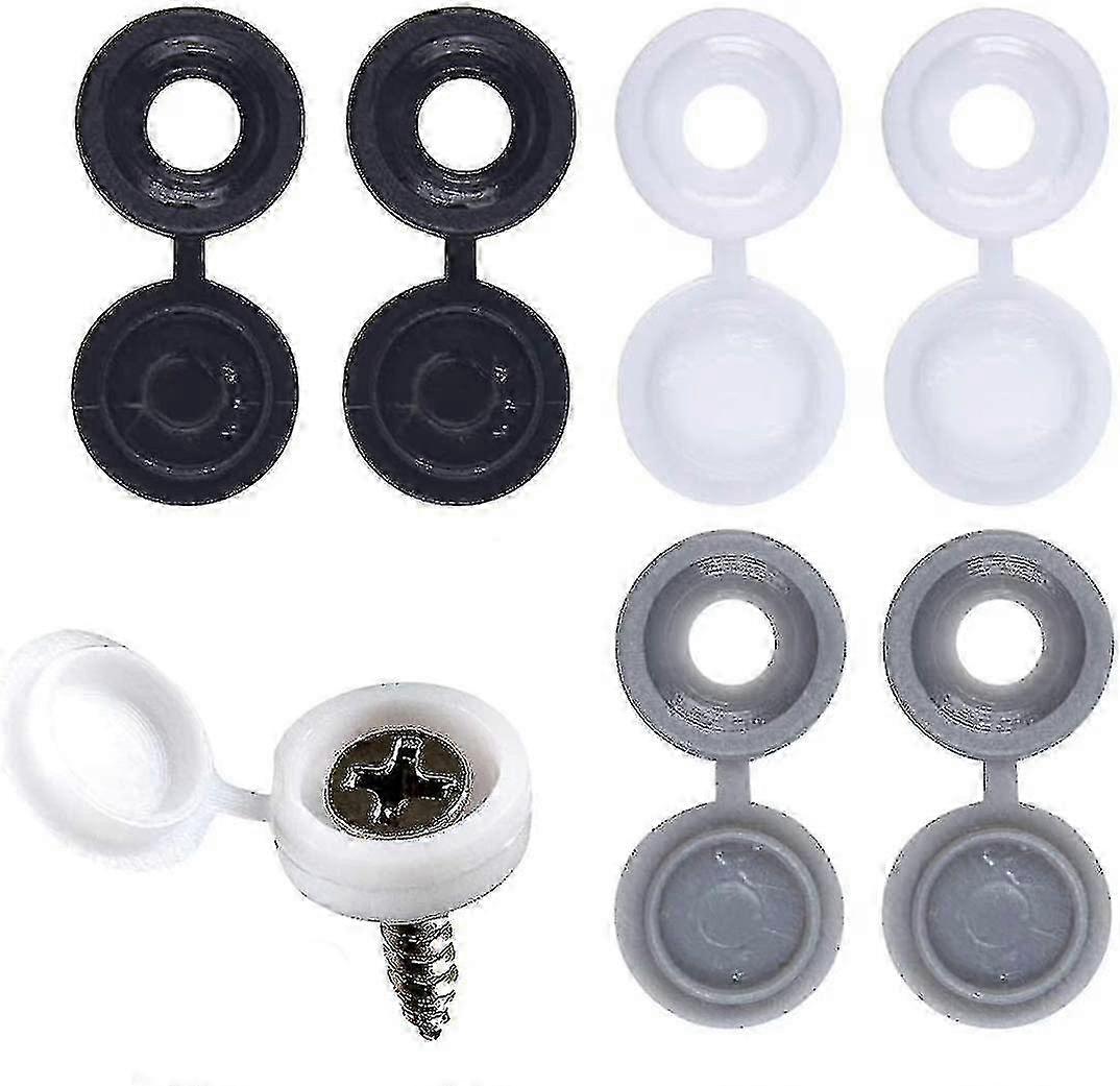 60 Pcs 3-Color Hinged Plastic Screw Covers with Flip Caps