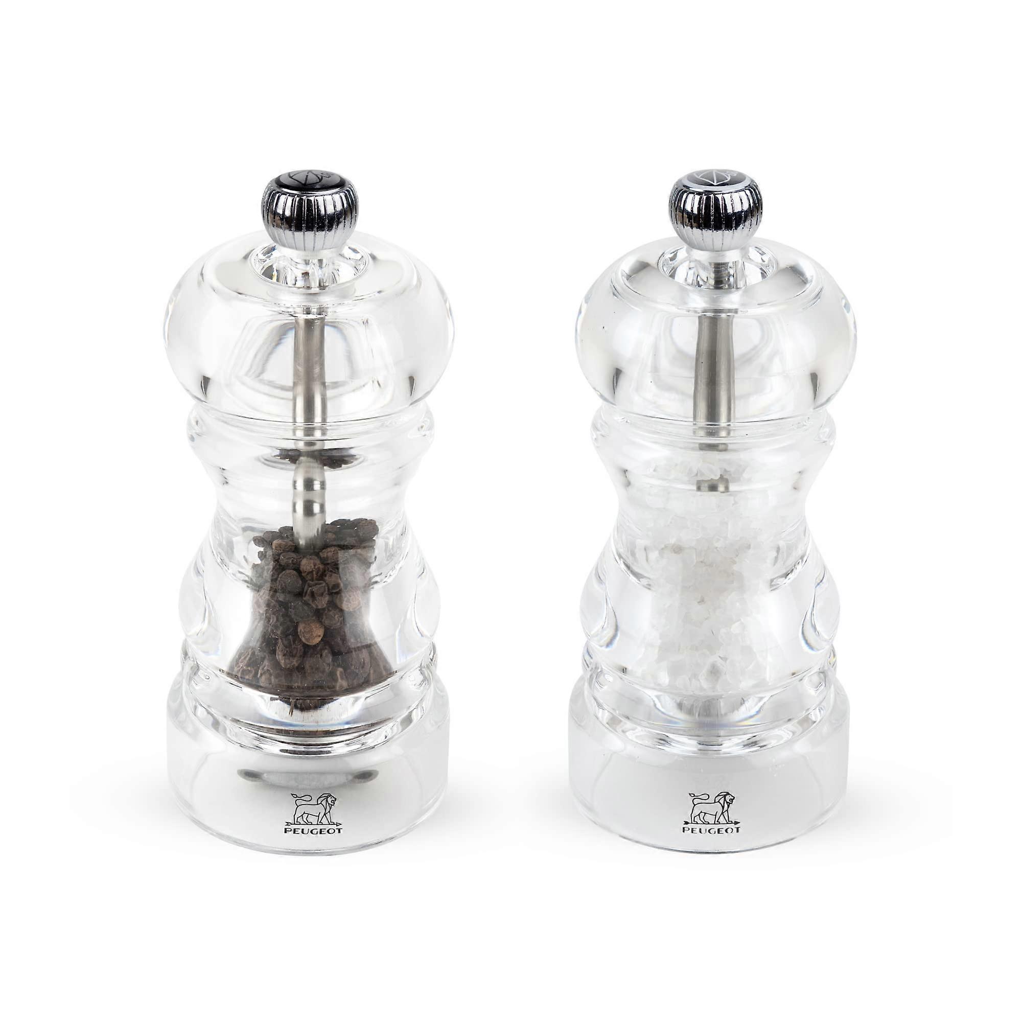 Transparent Adjustable Salt And Pepper Mill 4.7-Inch, Adjustable Grind Settings