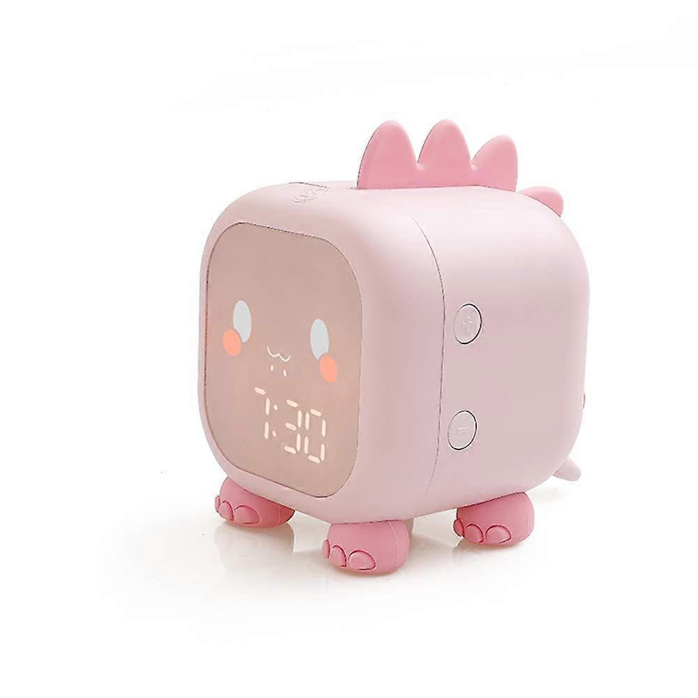 Dinosaur Pink Digital Alarm Clock with Night Light, Child-Friendly Design, Battery Operated, Easy-to-Read Display