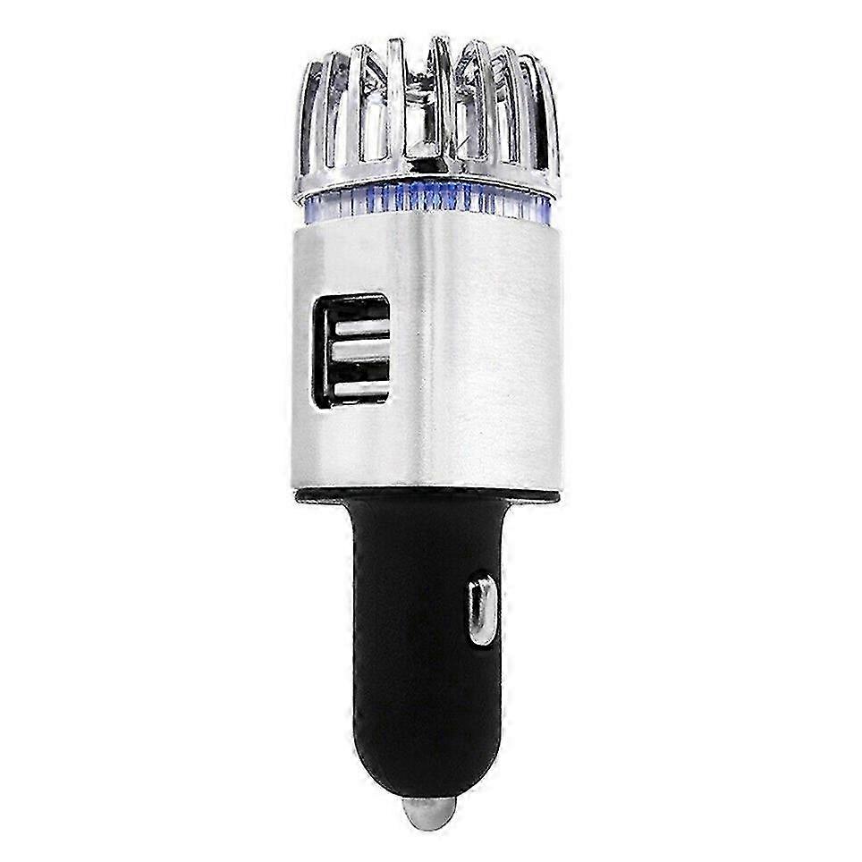 New 2 In 1 Car 2 USB Fresh Air Ionic Purifier Oxygen Bar Ozone Ionizer