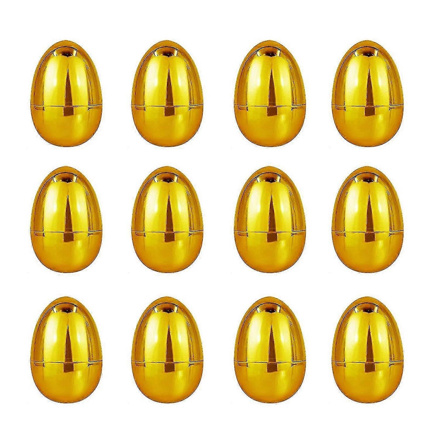 Golden Eggs Plastic Easter Eggs Fillable Surprise Empty Eggs for Easter Eggs Game Eggs toddler toy B