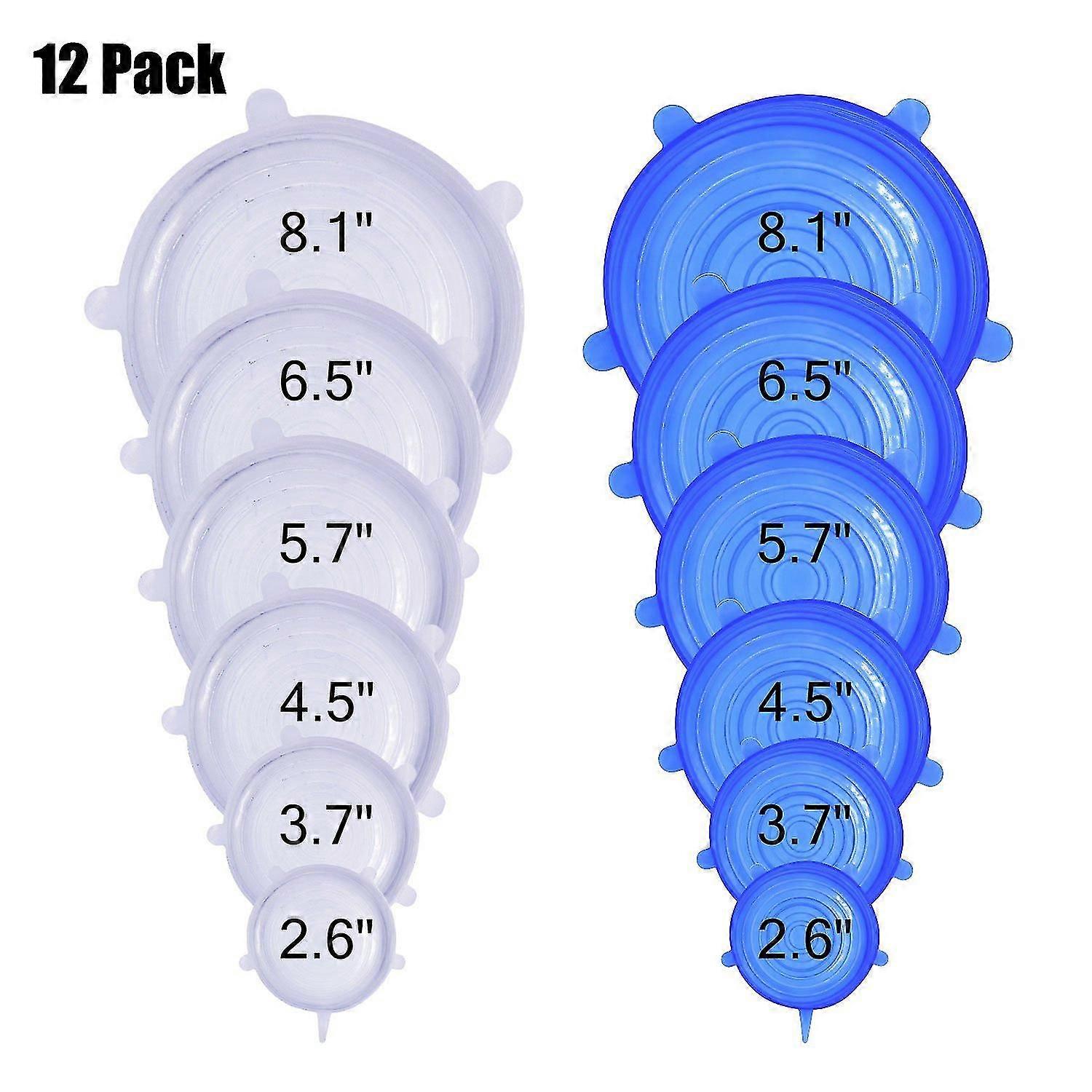 Silicone Stretch Lids, 12 Pack Reuseable Silicone Stretch Seal Lids, Bpa Free And Expandable To Fit