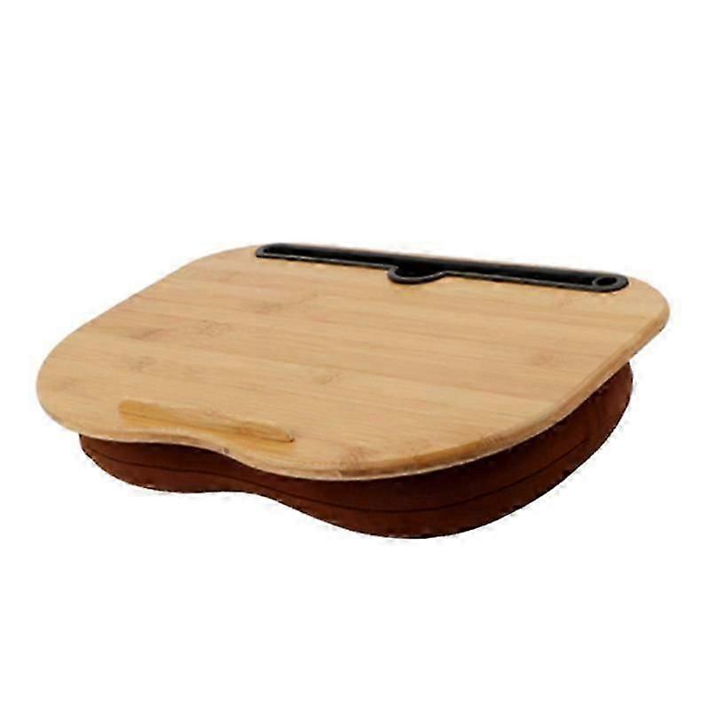 Ergonomic Bamboo Lap Desk with Tablet Slot & Pillow Cushion, Portable Laptop Stand for Bed, Sofa, Car Use up to 14 Inch Devices