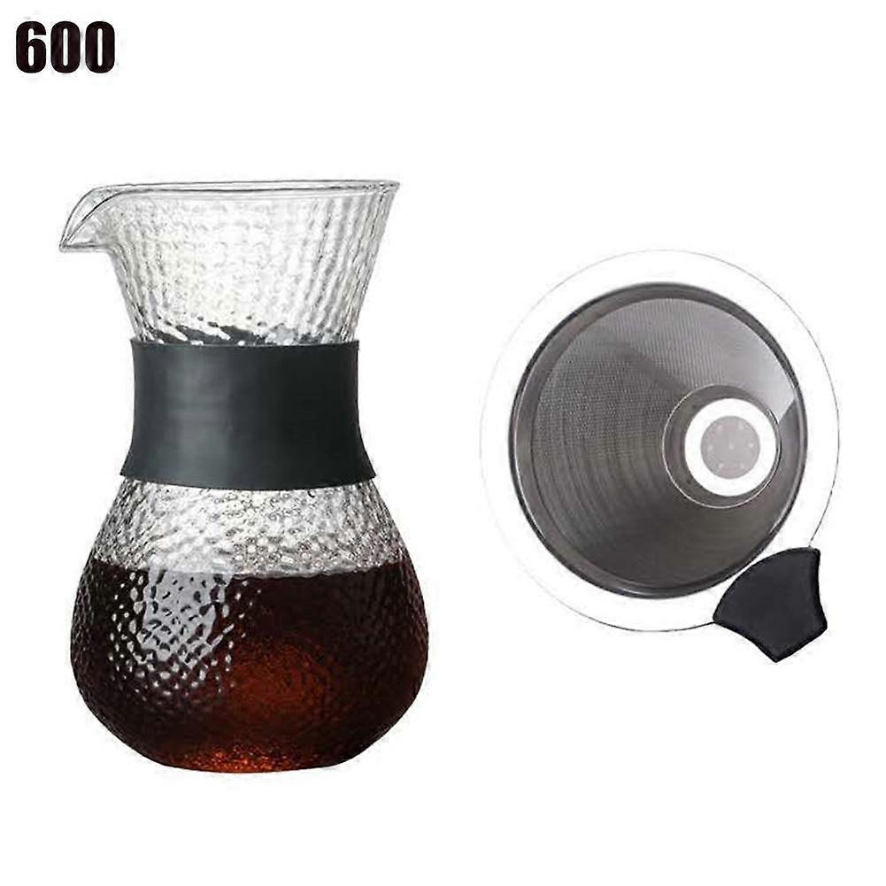 Pour Over Coffee Maker with Double Stainless Filter, Thickened Heat-Resistant