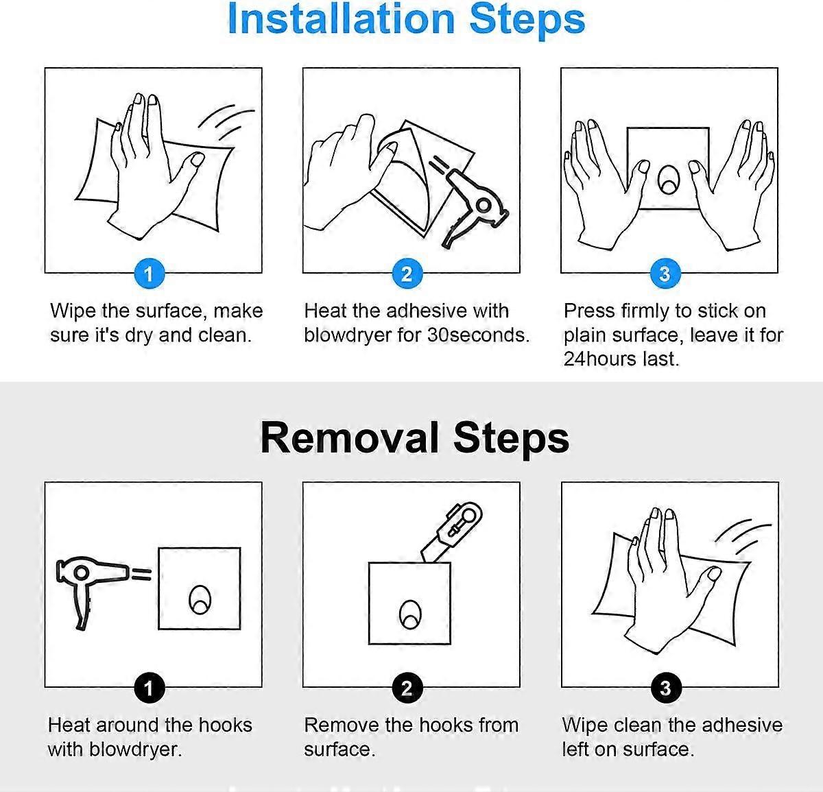 4pcs Towel Hooks No Drilling Self Adhesive