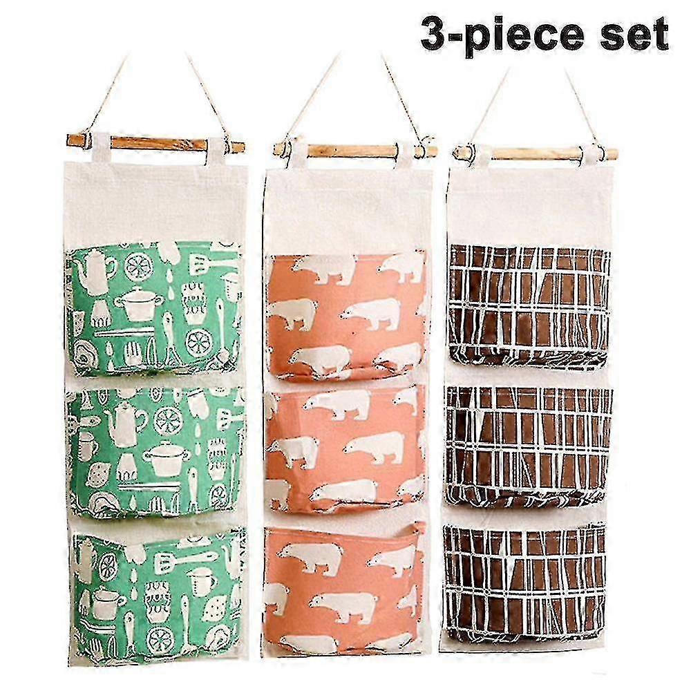 Versatile Wall Hanging Organizer - 3 Storage Bags for Small Spaces