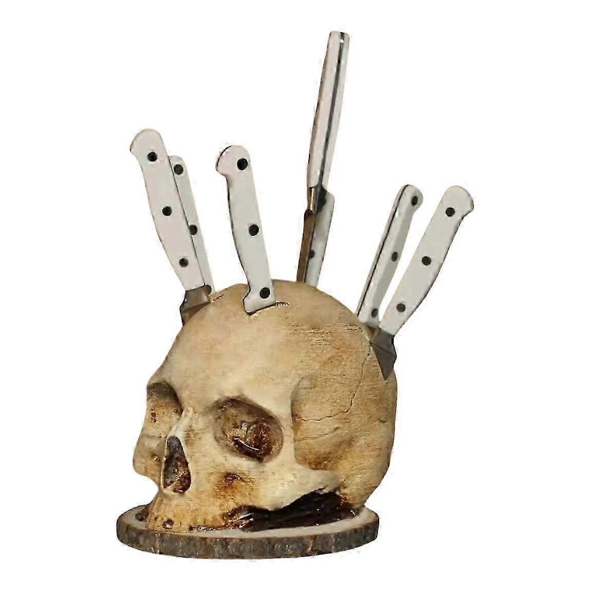 حامل سكين الجمجمة لتخزين المطبخ ، هالوين جمجمة ديكور مطبخ الرعب