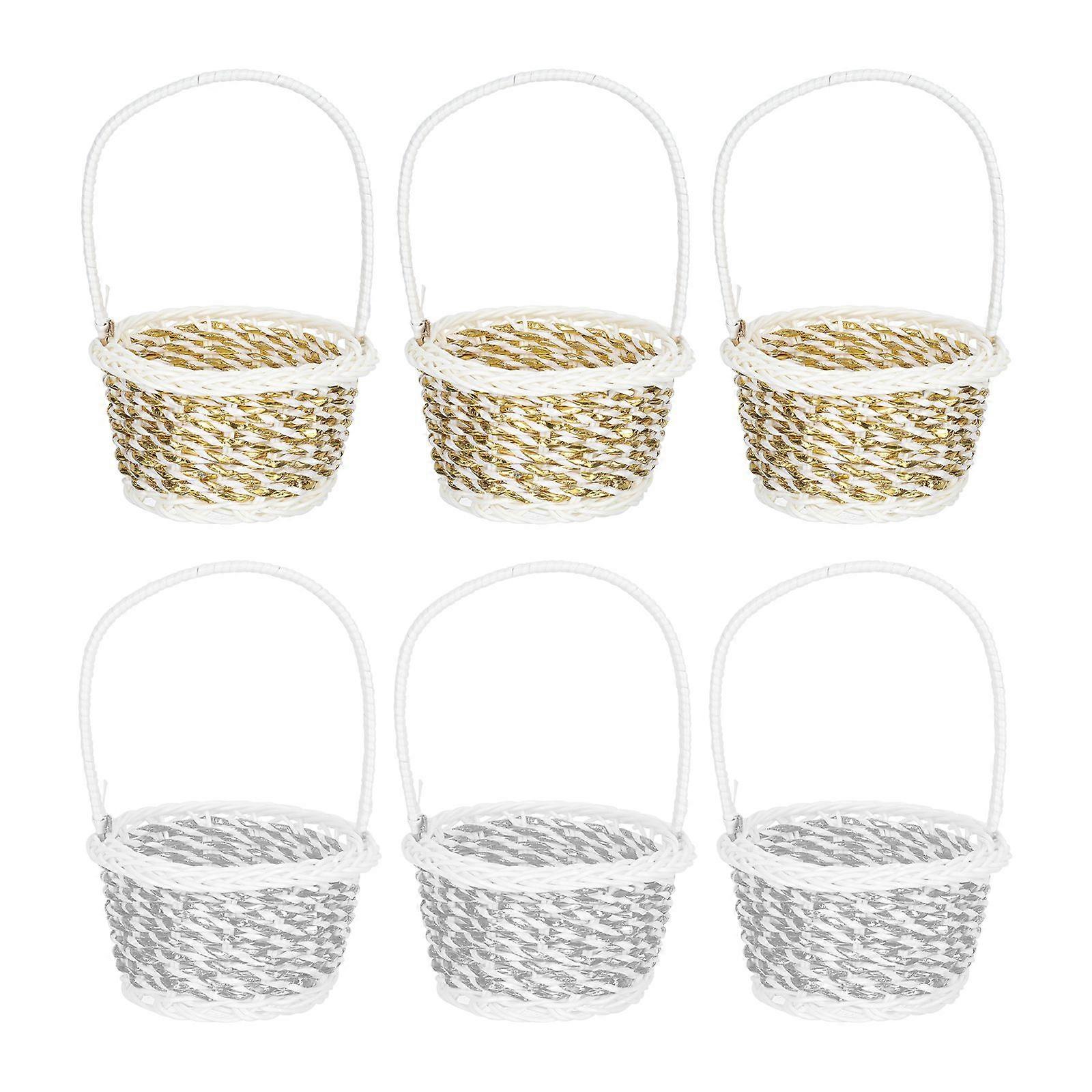 6 Pcs Hand Knitting Fruit Baskets Multi-functional Storage Baskets Sundries Basket