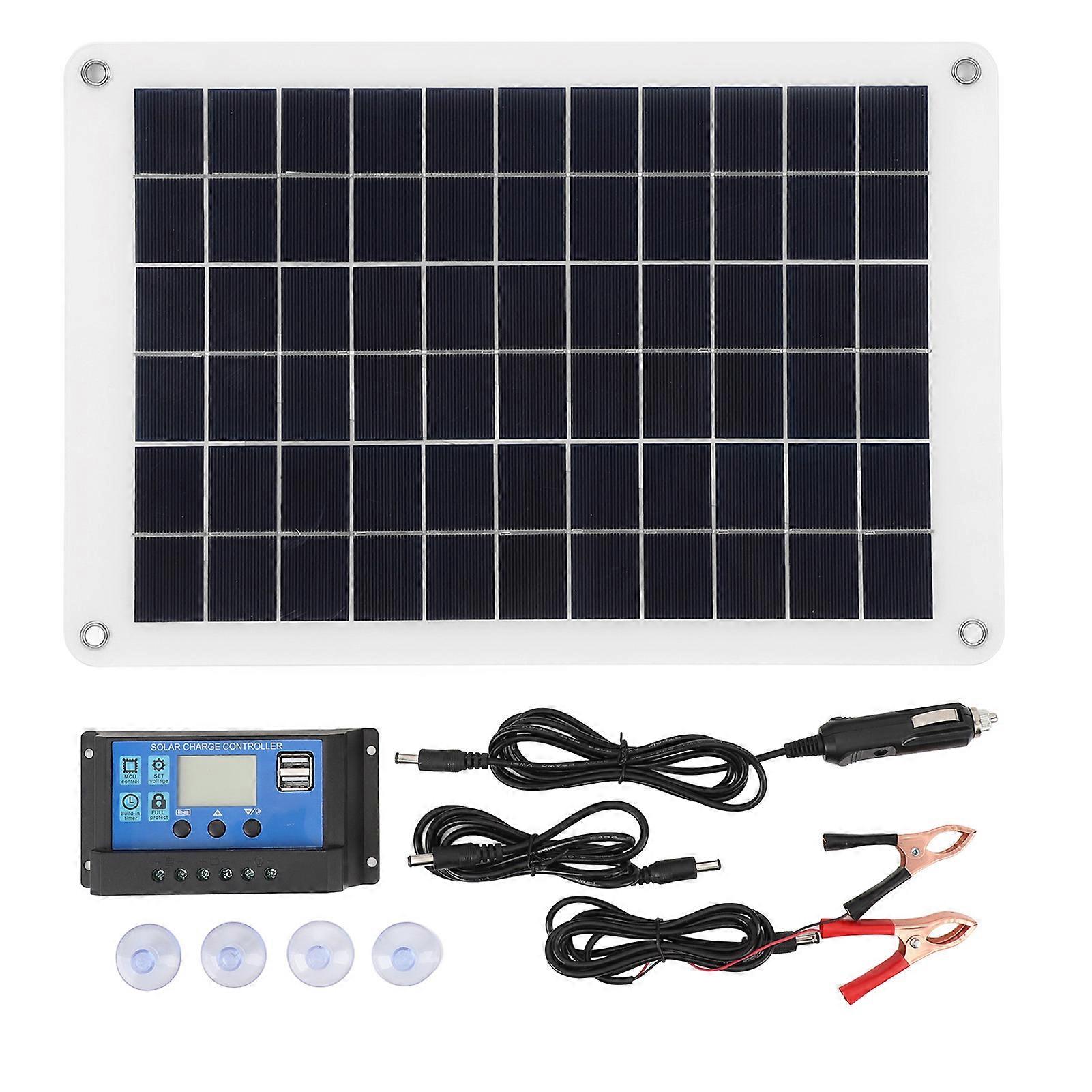 Solar Panel Kit 15W Portable Solar Battery Charger Maintainer 10A 12V 24V Solar Charge Controller for Car Automotive Boat RV Trailer