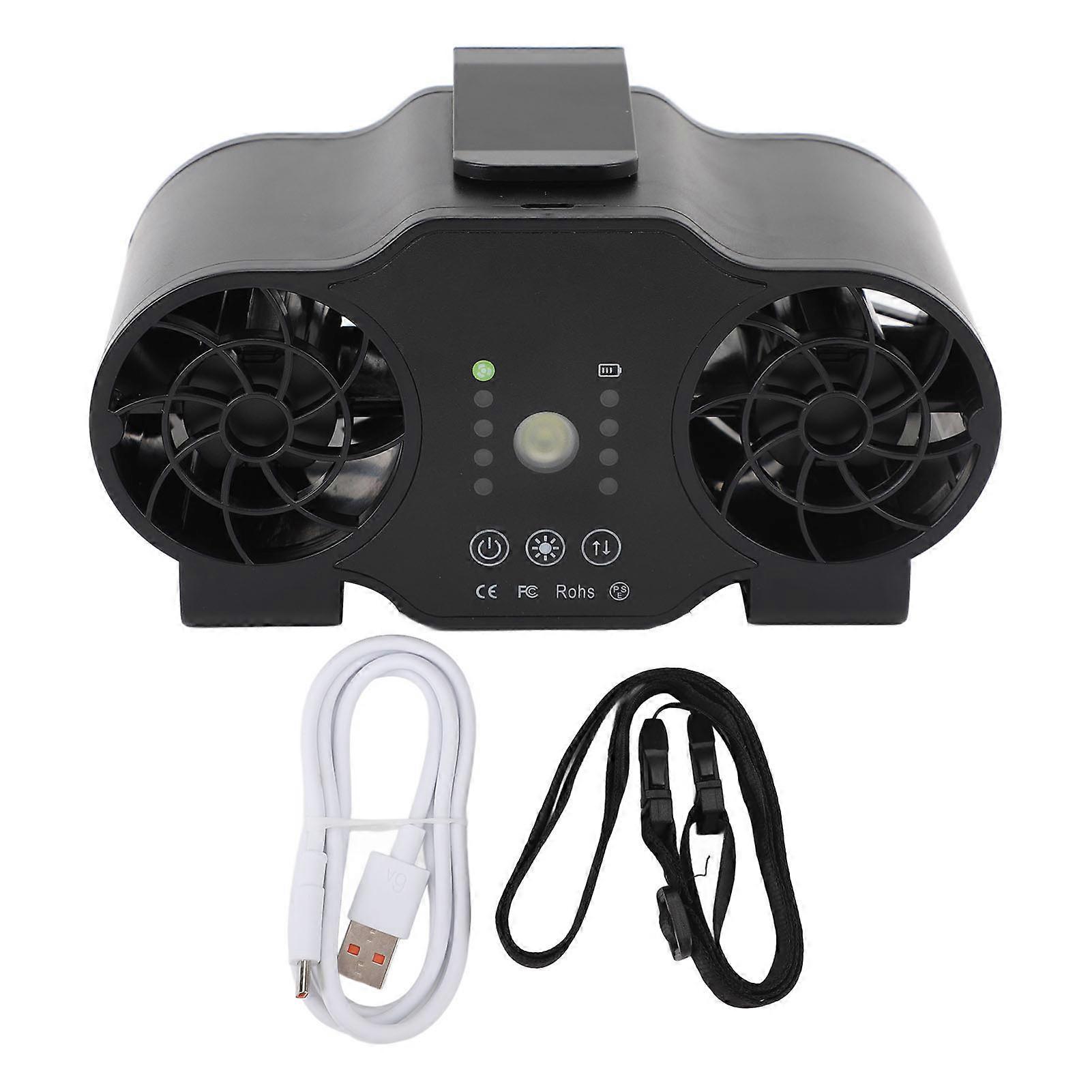 Clip On Waist Fan 4 Speed Gears Forward Reverse Rotation USB Rechargeable Summer Cooling Fan with Hanging Lanyard 16000mah