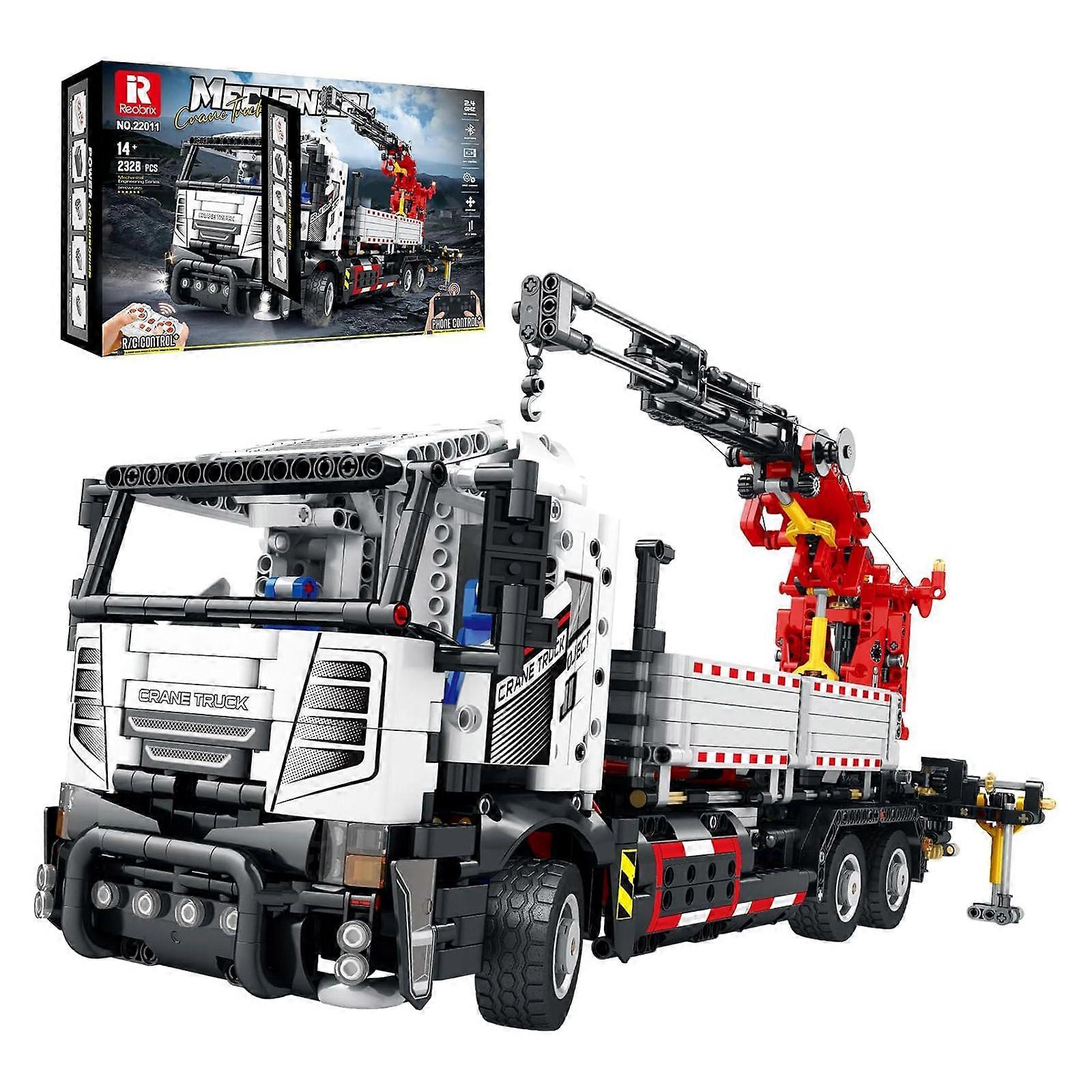 Reobrix 6-Channel RC Engineering Crane Building Set, 2178PCS Building Set with 360 Rotating Robotic Arm & Linear Lift, STEM Construction Model for Adu