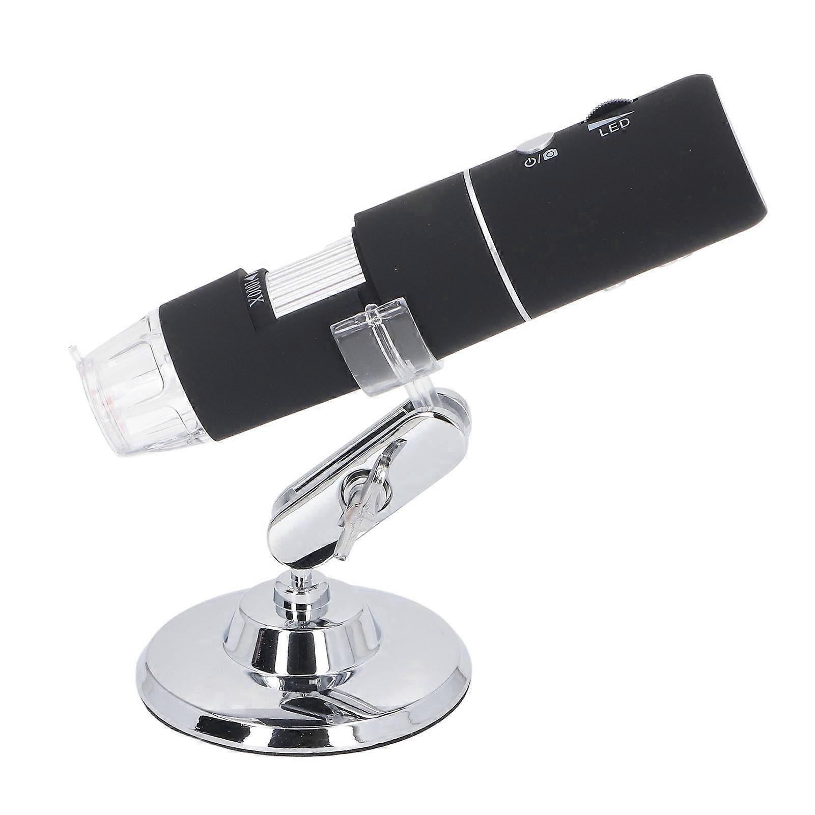 Wireless Digital Microscope 50 to 1000X 2MP HD WiFi Portable Handheld USB Coin Microscope Camera Magnifier with Dual Stand for Android for IOS Black 