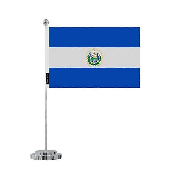 Flag desk of El Salvador – 14 x 21 cm – Polyester – Stainless Steel Base