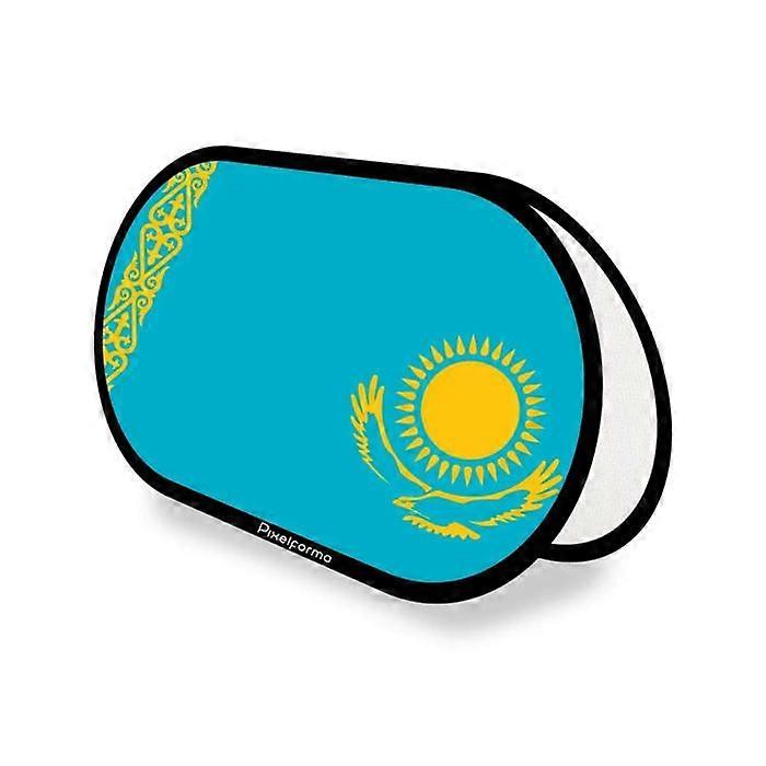 Oval Flag - Kazakhstan - 70 x 120 cm - Polyester - Double-sided printing - Foldable retractable