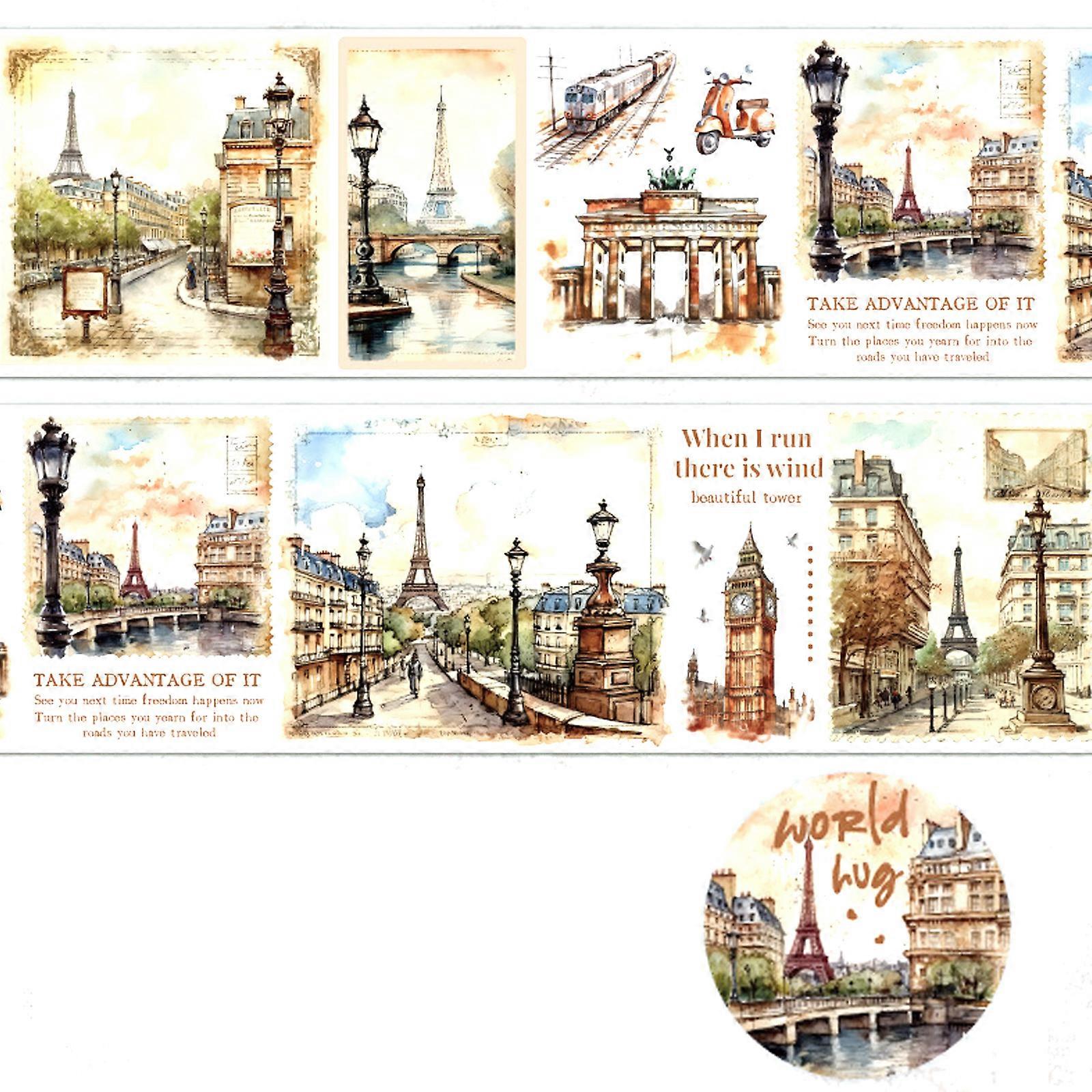 Aesthetic Scenery Pattern Tape 70mm Background Masking Tape Scrapbooking Decorative Tape for Notebook Journal Planner