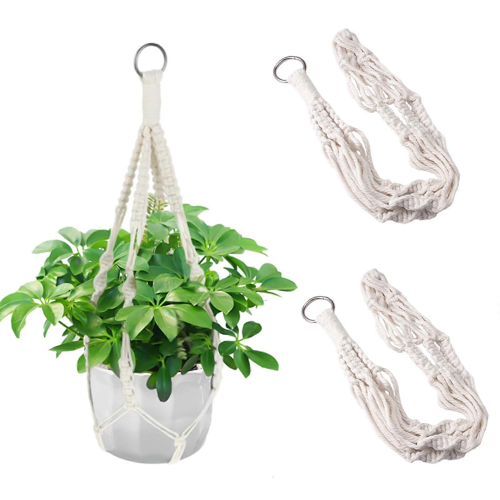 Hanging Baskets Macrame Plant Hangers Pack Of 2, 50 Cm Plant Basket Hanging, Indoor Outdoor Flower Hanging Basket