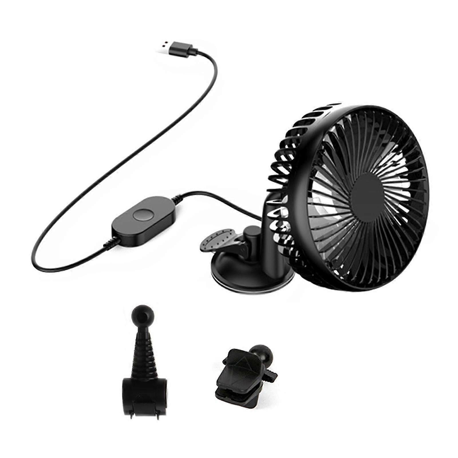 Universal 5V 360 Degree Rotation USB Car Fan Large Wind Three Speed Control USB Car Fan with Suction Cup Multicolor