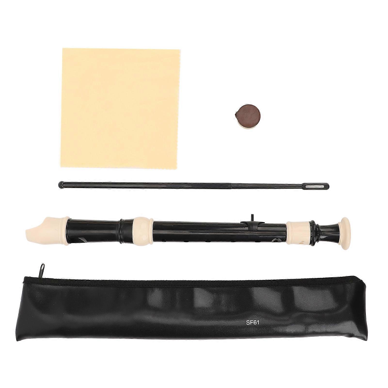 Detachable 8 Hole Soprano Recorder Musical Instrument with Cleaning Rod for Beginners Kids Adults Black
