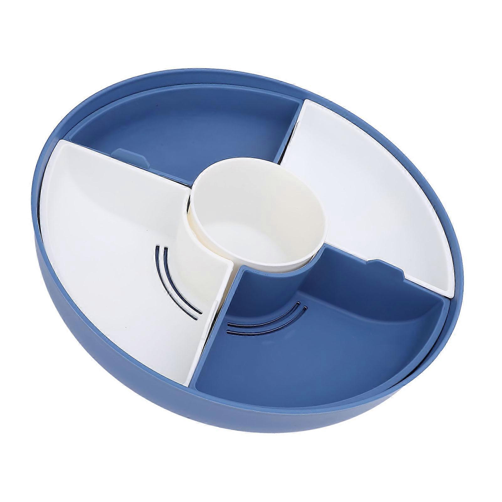 Snack-Tablett mit transparentem Deckel Rundes geteiltes PP-Serviertablett mit großem Fassungsvermögen für Gemüseobst