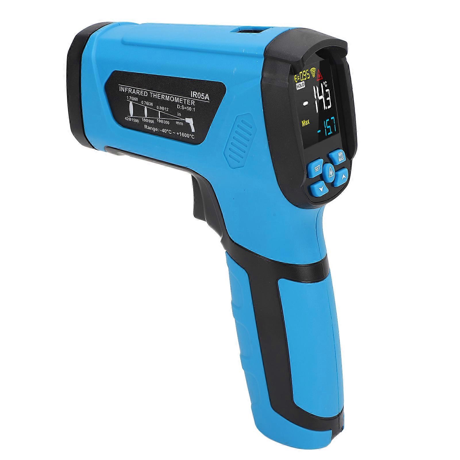 Infrared Thermometer Color LCD Screen Contactless Handheld Heat Temperature Gun with K Type Probe for Oven BBQ HVAC 