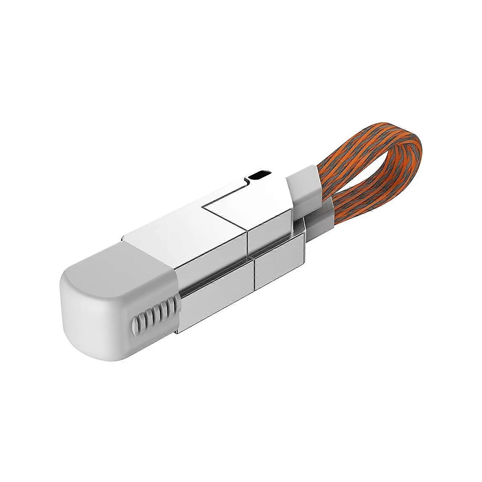 60W Fast Speed Charging Cable 4 in 1 Multiple Functional Interfaces Zincs Alloy Housing Braideds Cord for Mobile Devices PC Orange gray