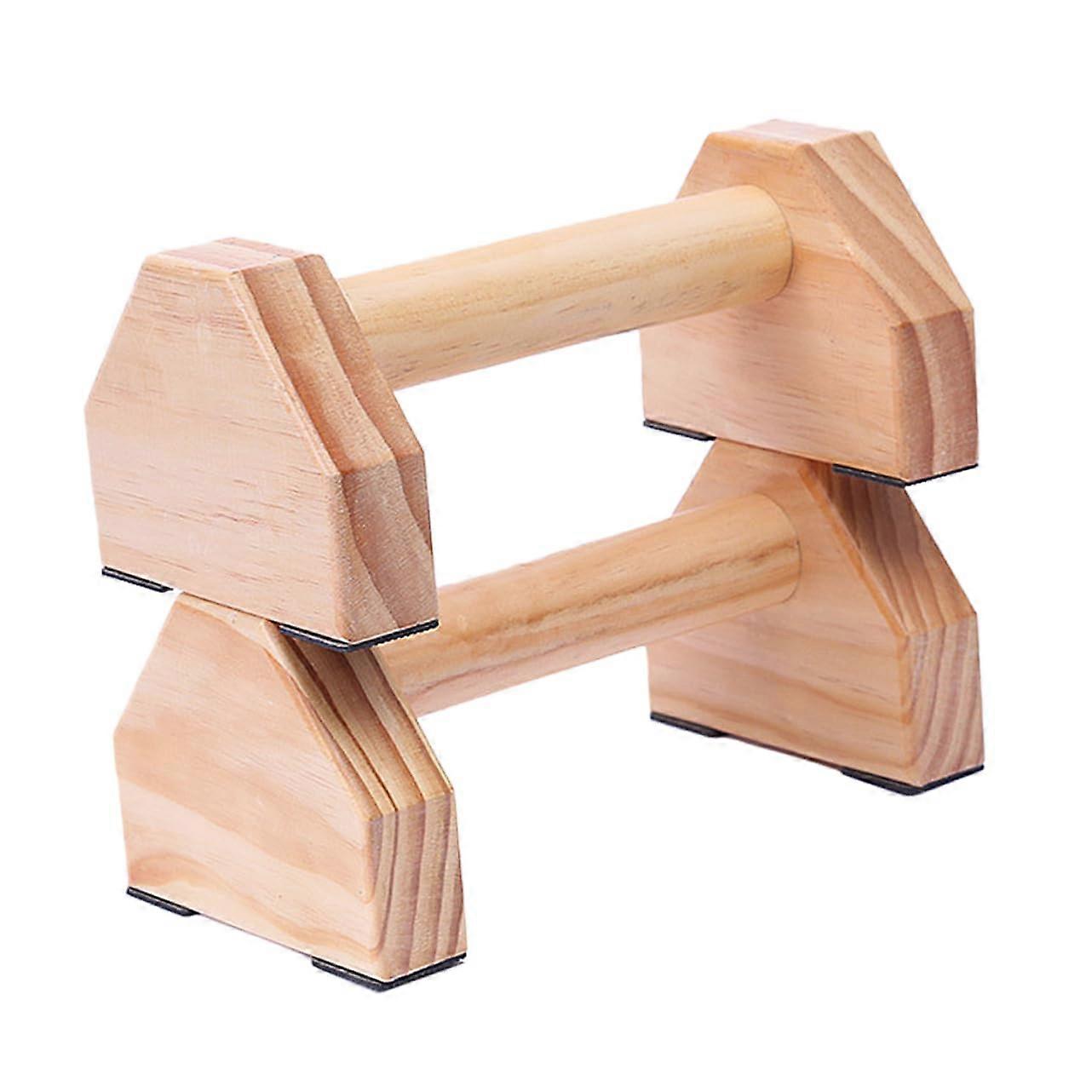 Push Up Bar High Small Stand Push Up Bracket Plate Bar Fitness Board Wooden Khaki